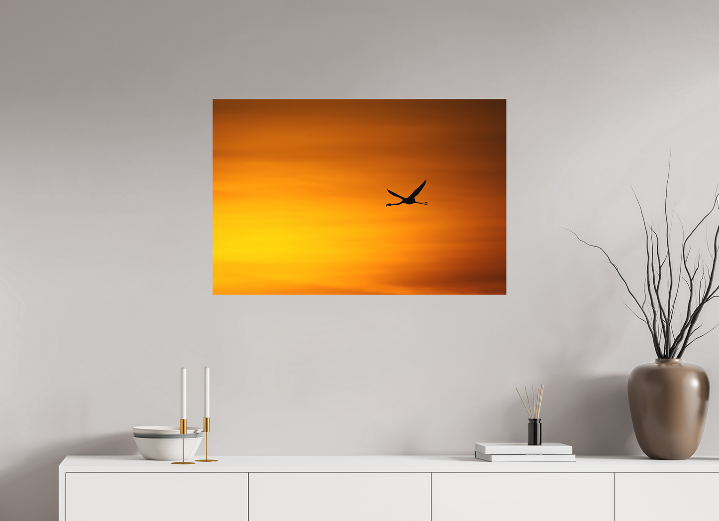 90 x 60 cm, Alu Dibond Silhouette Enflammée