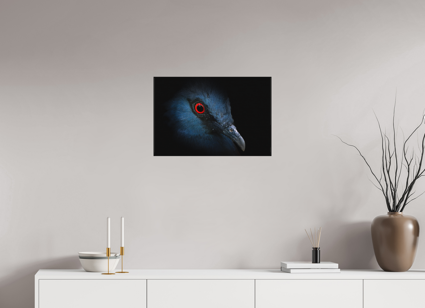 Goura de Victoria | l'oeil rouge sang